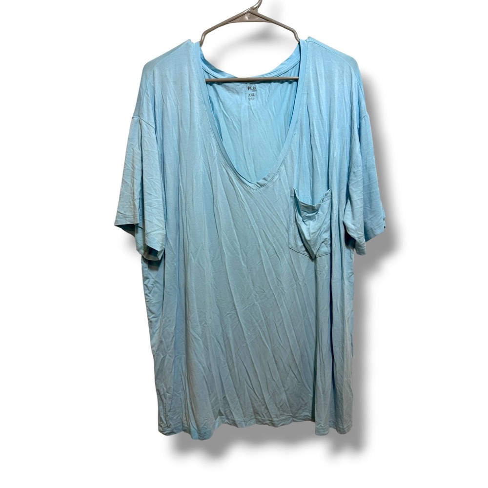 Kyte Baby Living T-Shirt Womens XXL Blue Bamboo V Neck Pocket Relaxed Tee